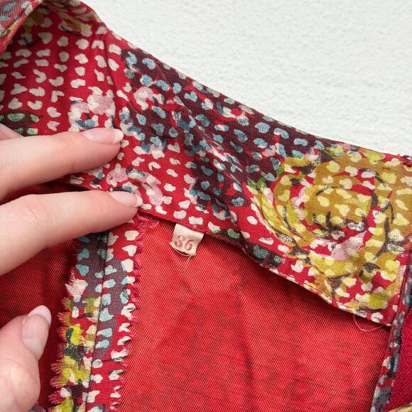 Vintage 50s Handmade Floral Fit & Flare Dress Bow Front, Size XXS - Picture 5 of 7